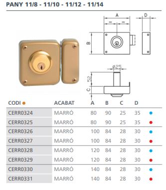 CERRADURA SOBREPONER 11- 8 D 11- 8 DER. 3