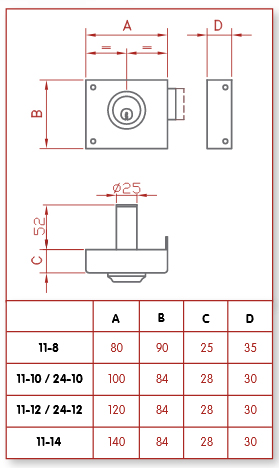 CERRADURA SOBREPONER 11- 8 D 11- 8 DER. 2