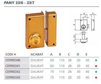 CERRADURA SOBREPONER 33- 6 D 33-6 DER. 2