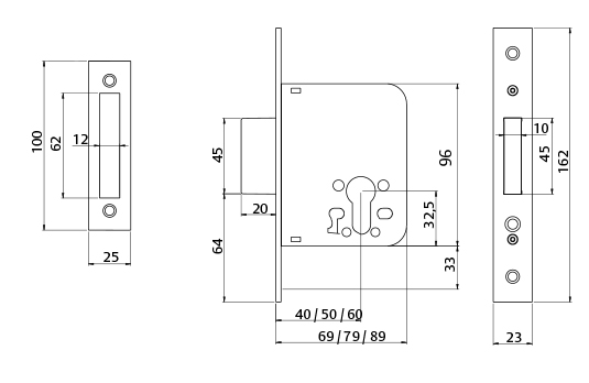 CERRADURA EMBUTIR SERIE 2030 2031/ 40-H/L 203140HL 2