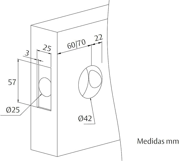 CERRADURA POMO 2500 TESA    2503/ 70-C/M 3