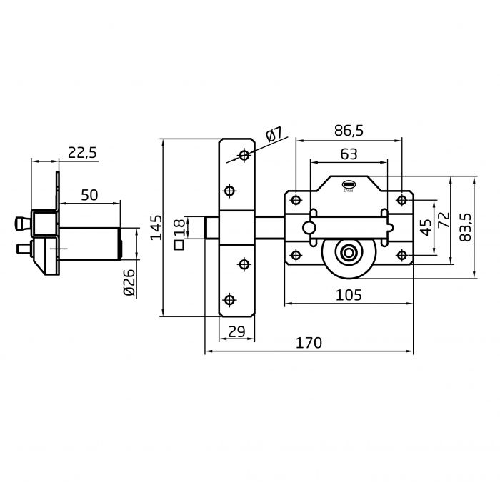 CERROJO SEGURIDAD 1-105 X 170 CROMADO 2