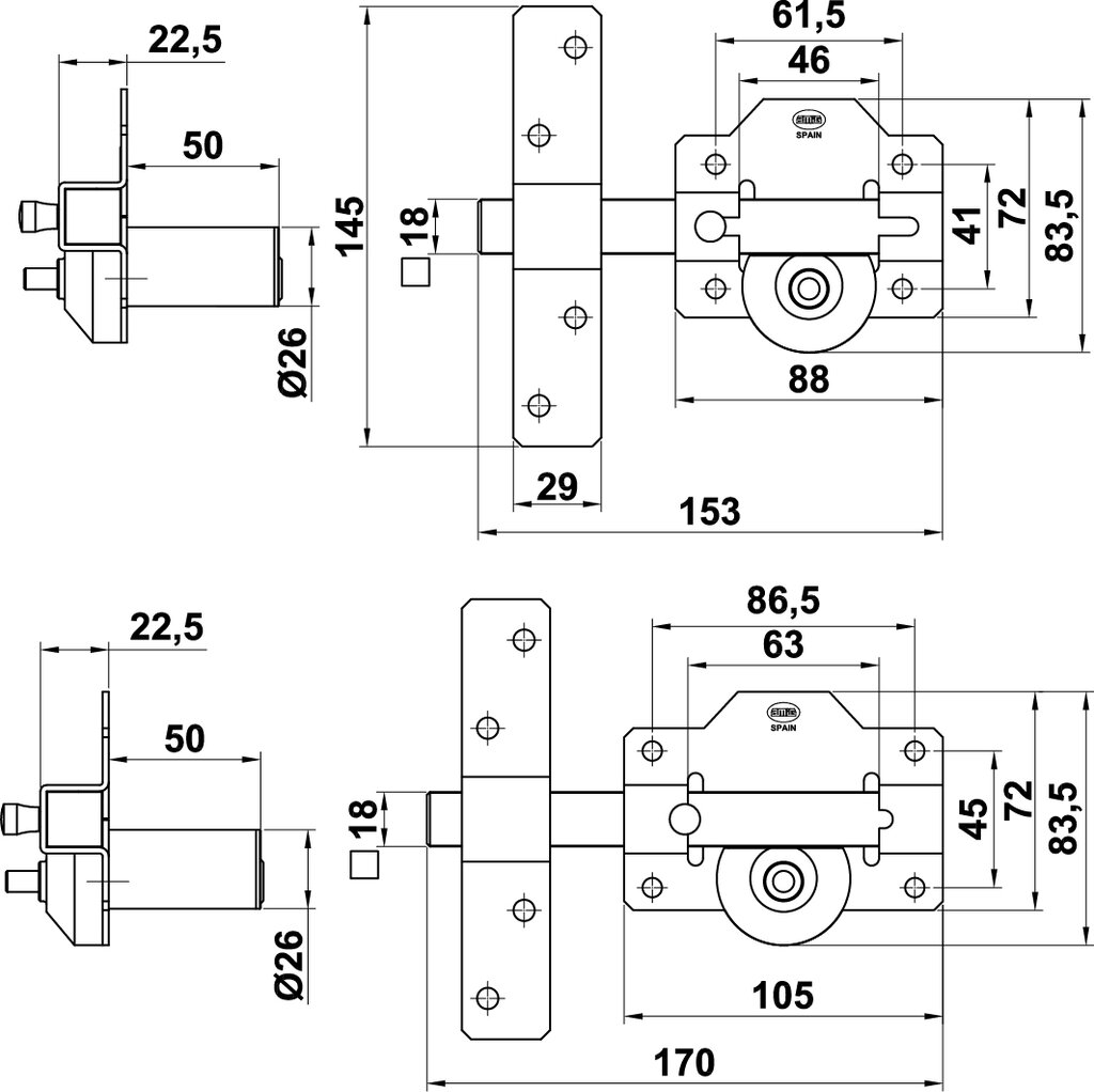 CERROJO SEGURIDAD 1- 88 X 153 CROMADO 2