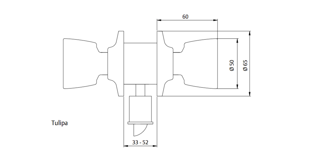 POMO CERRADURA SERIE TULIPA 3500 ENTRADA 3500/60-70/CM 3500U0CM 2