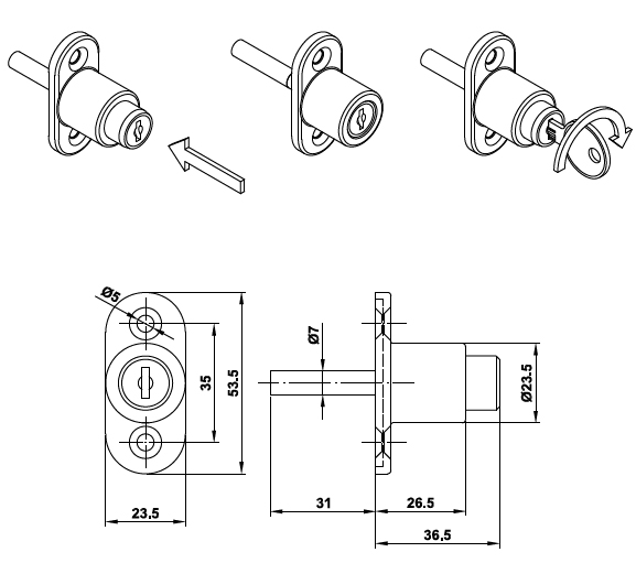 CERRADURA VENTANA 45 CROMADO (21691) 2