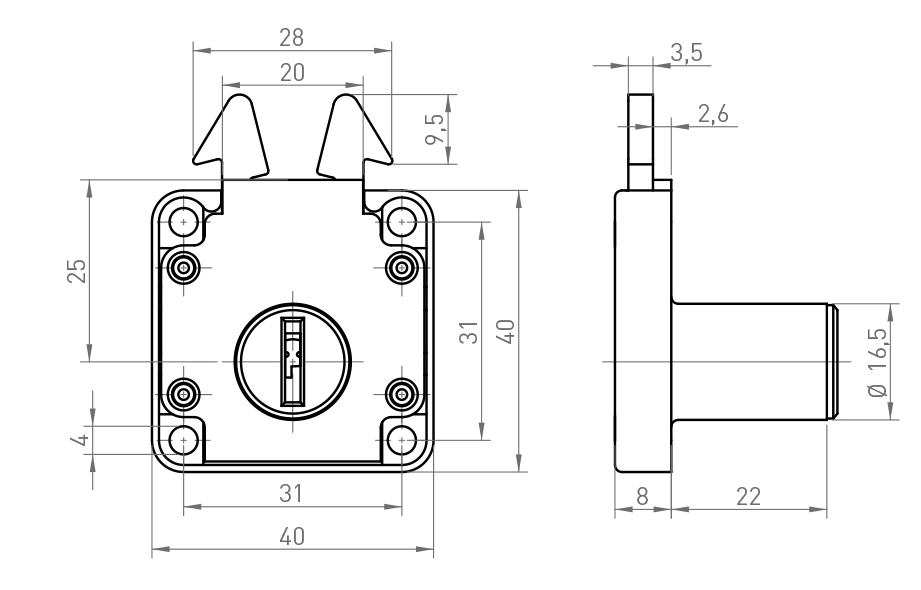 CERRADURA CORREDERA 855 D-19 DER.NIQUEL 2