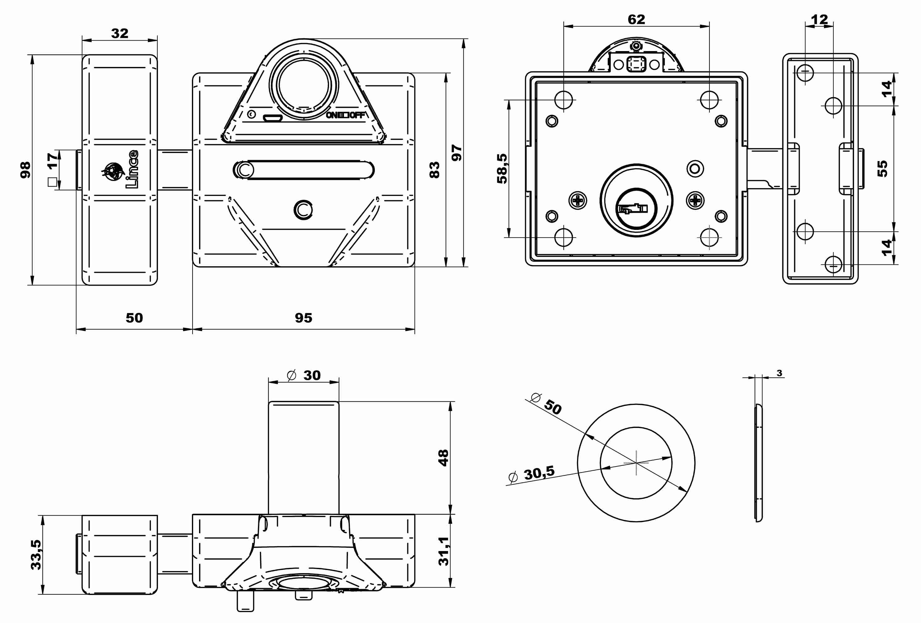 CERROJO ALTA SEGURIDAD 7930RSA CON ALARMA, REFORZADO CROMO MATE 7930RSA-CM 3