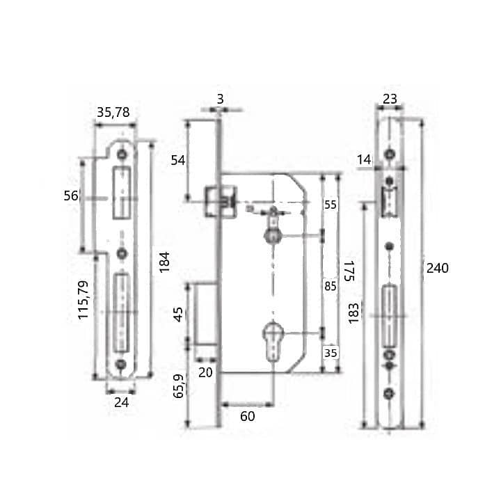 CERRADURA C6201 (2030/50) NEGRO C/REDOND 2