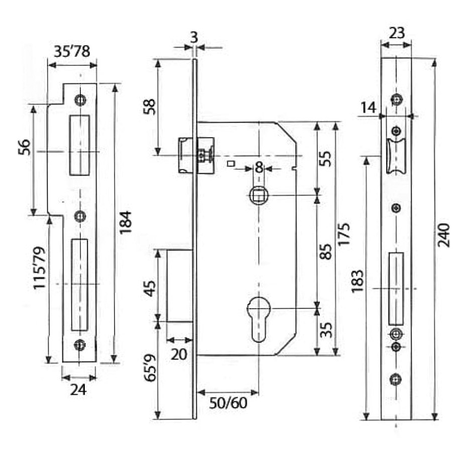 CERRADURA C6200 (2030/50) NIQ.SAT.C/RECT 2