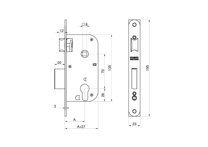 CERRADURA EMBUTIR SERIE 1301R/50 NEGRO 2