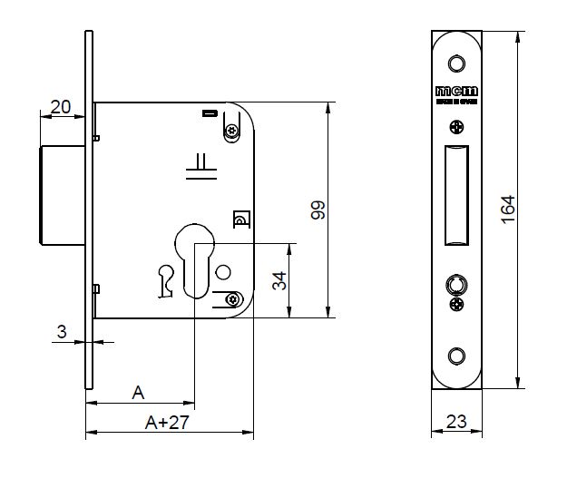 CERRADURA EMBUTIR 1612/8 50MM NEGRO 2