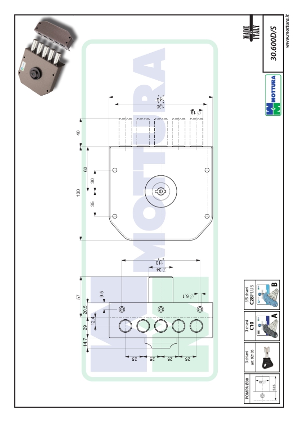 CERRADURA LLAVE SOLA CS60012D  DER. 2