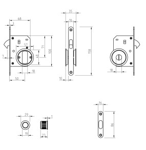 CERRADURA CORREDERA 2850-208 LATON MATE 2