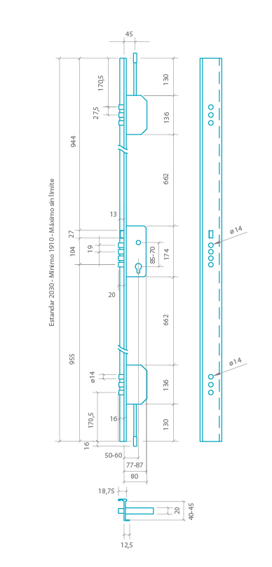CERRADURA SEGURIDAD EMBUTI2000B-3Z/50-DS 3