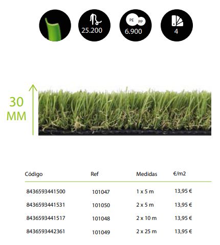 CESPED ARTIFICIAL BERNA   2 X 5 M 2