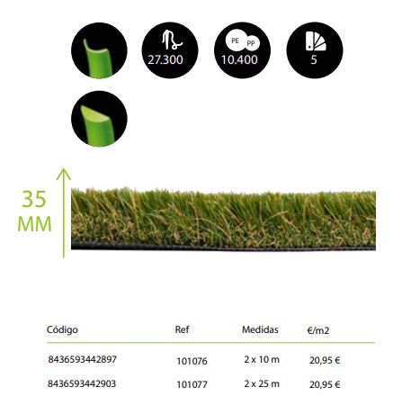 CESPED ARTIFICIAL CANARIAS 35MM 2 X 25M 2