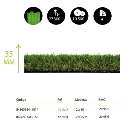 CESPED ARTIFICIAL PALMA 35MM 2 X 10M 2