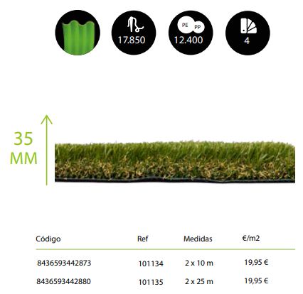 CESPED ARTIFICIAL GALES 35MM 2 X 10M 2