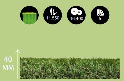 CESPED ARTIFICIAL OPORTO 40MM 2 X 10M 2