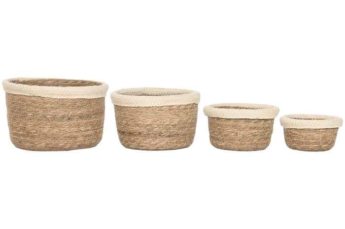 CESTA SET 4 FIBRA ALGODON CREMA 31X31X20