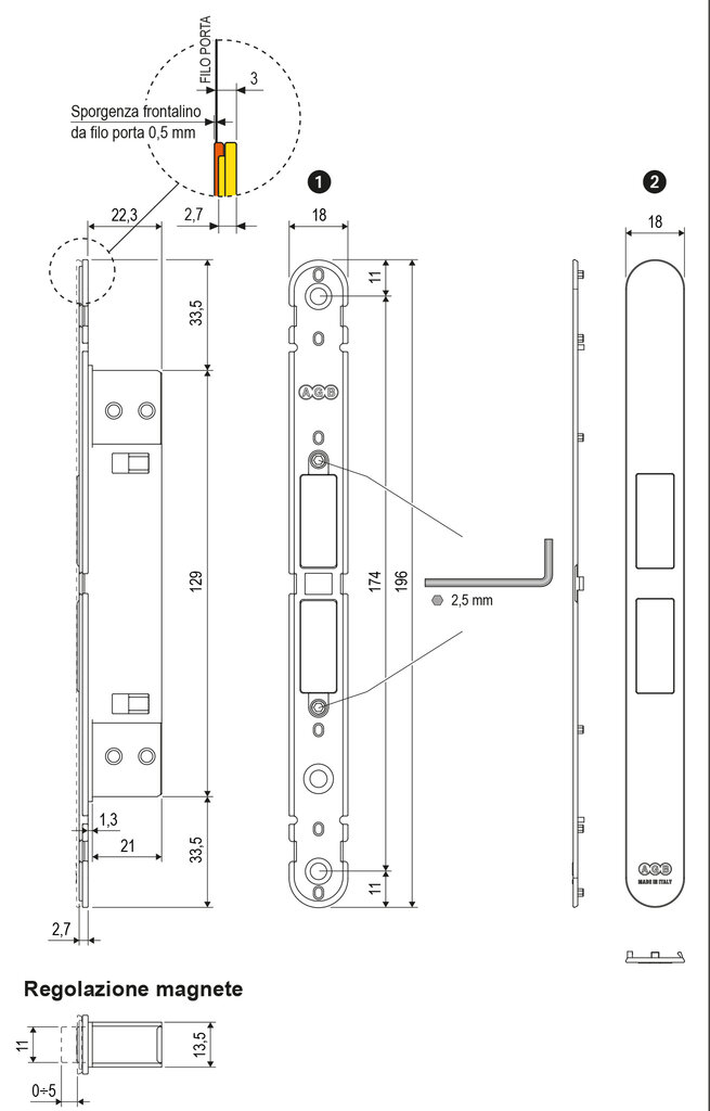 CIERRE TOUCH CROMO MATE REG.18 X 196 3