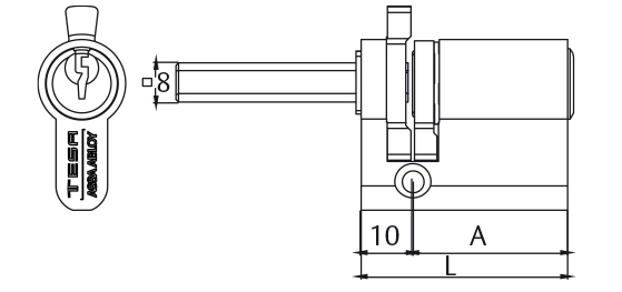 CILINDRO TE5 PARA 3250 30-10 LATON, 3 LLAVES 552000LT 2