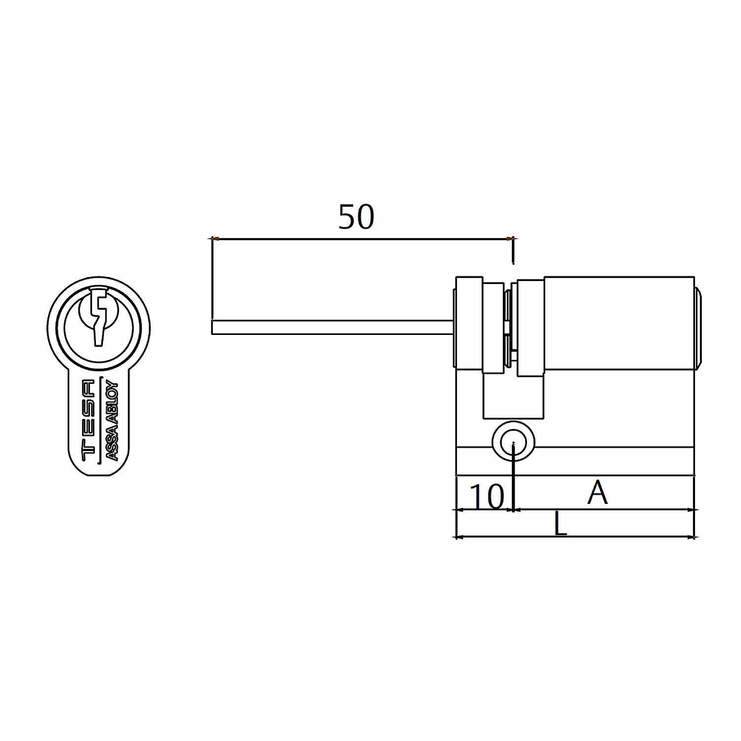 CILINDRO TE5 LEGÜETA REGULABLE 30-10 LATON, 3 LLAVES TE5R3010L 2
