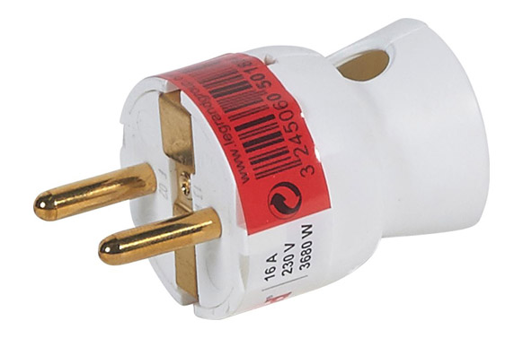 CLAVIJA SALIDA LATERAL    16A 2P+T BLANC