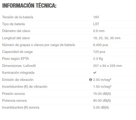 CLAVADORA 18V LXT 0.6MM 23GA    DPT353ZJ 3