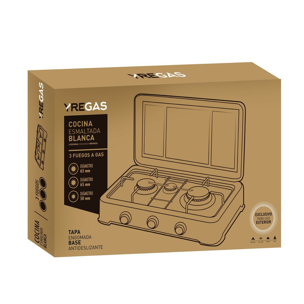 COCINA A GAS 3 FUEGOS BLANCA ESMALTADA 2