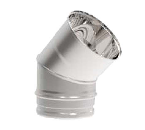 CODO ESTUFA 45Â§ 150MM SIMPLE INOX 304