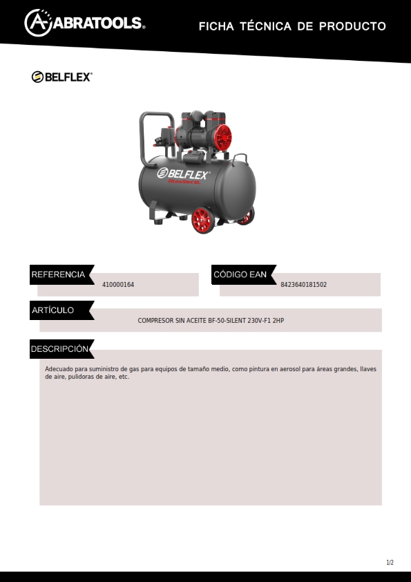 COMPRESOR BF-50-SILENT 2HP Y 50 LTS 2