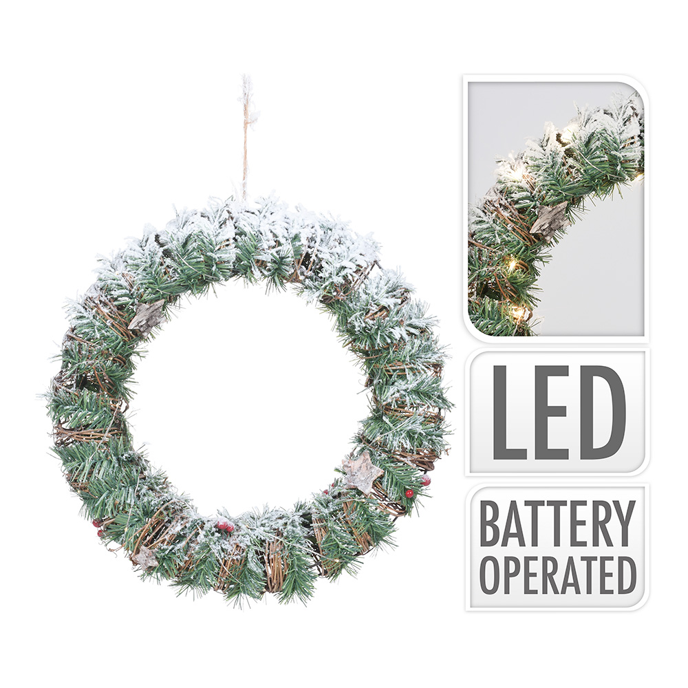 CORONA DECOR. RATTAN C/LED 40CM    72111