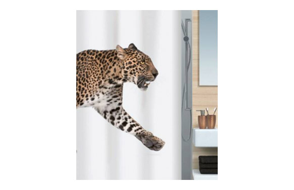 CORTINA BA¥O POLYESTER 180LEOPARD BEIGE/