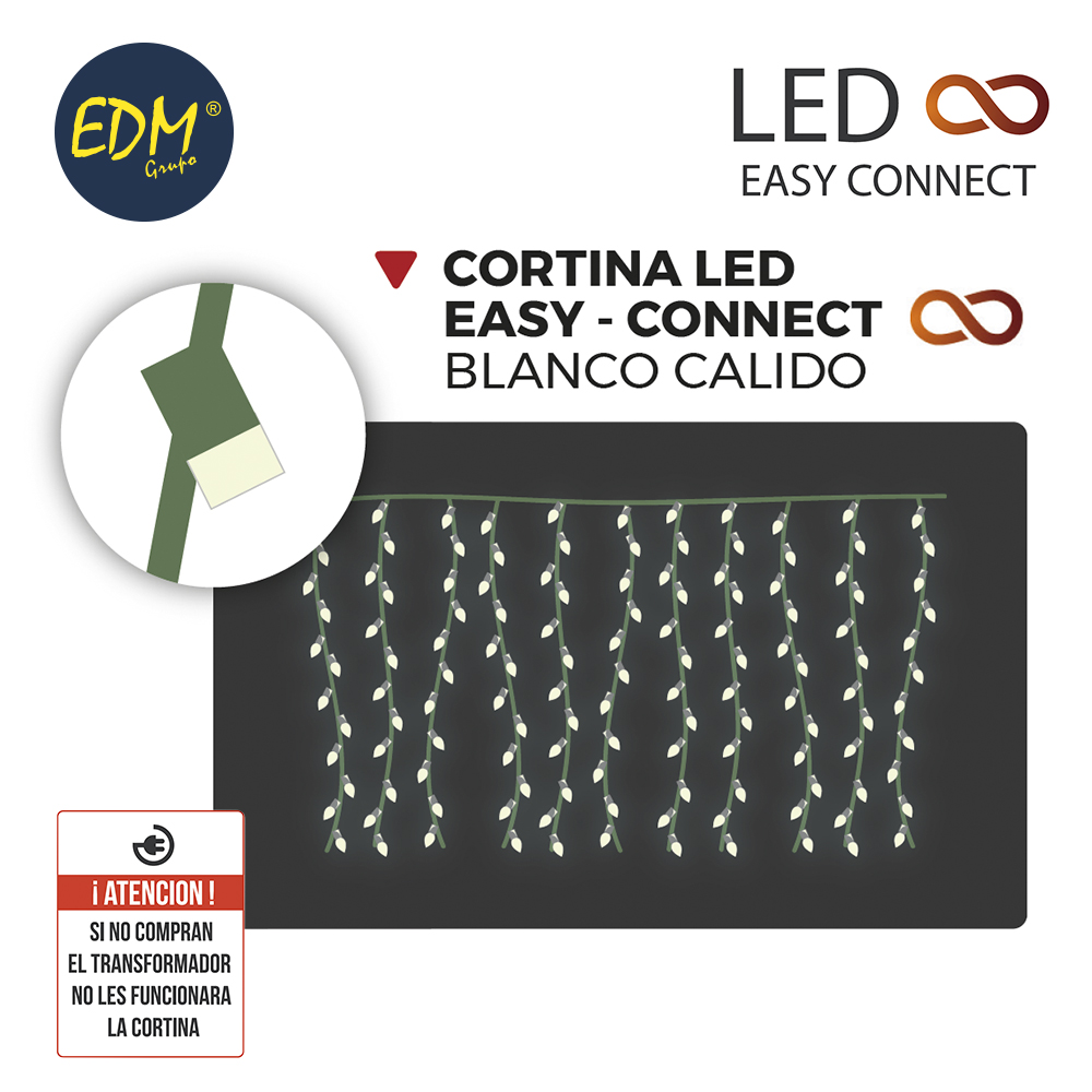 CORTINA 2X2M  10TIRAS200LED BLANCO/CALID
