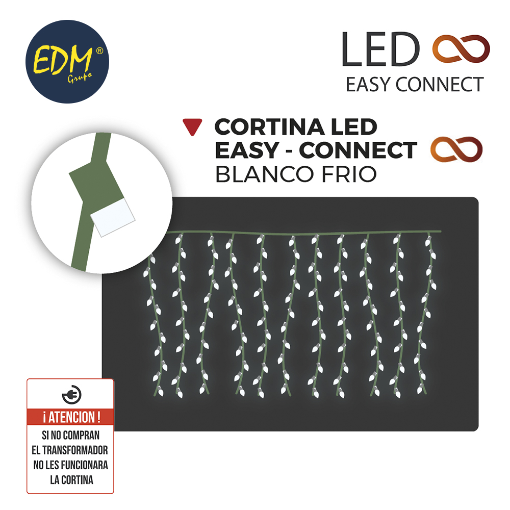 CORTINA 2X2M  10TIRAS200LED BLANCO/FRIO