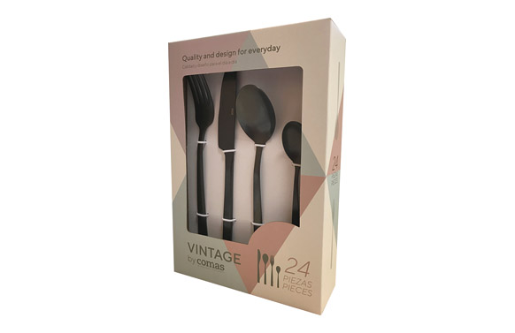 CUBERTERIA 24 PIEZAS      VINTAGE NEGRO