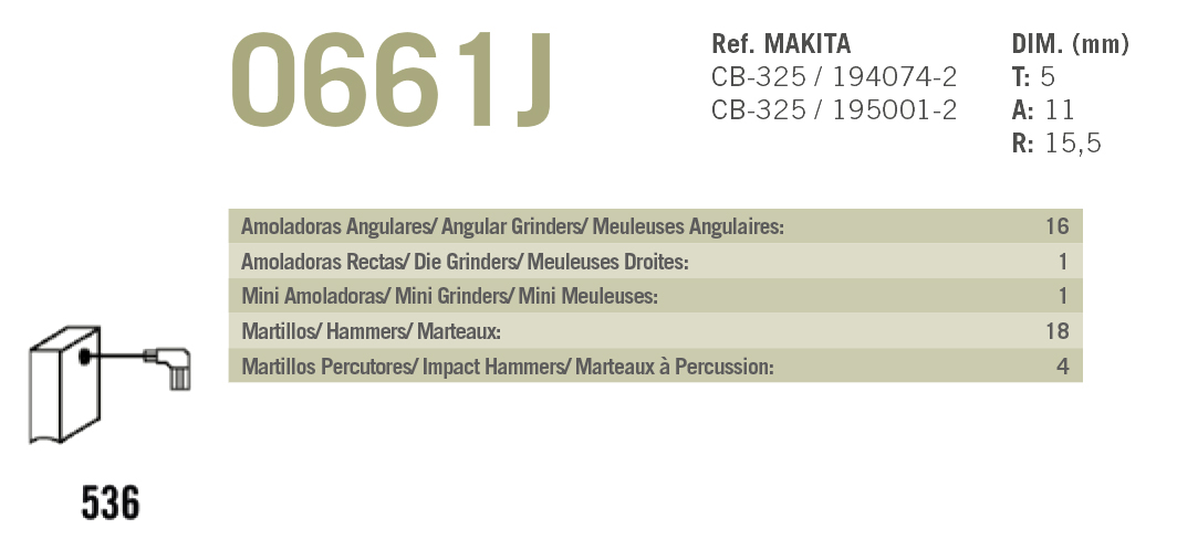 ESCOBILLAS PVC MAKITA 0661Ref. MAKITA CB 2