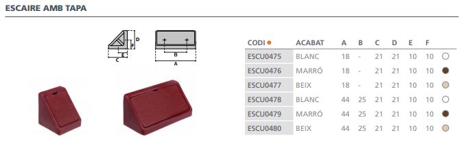 ESCUADRA ANGULAR C/TAPA MARRON 44X21 2