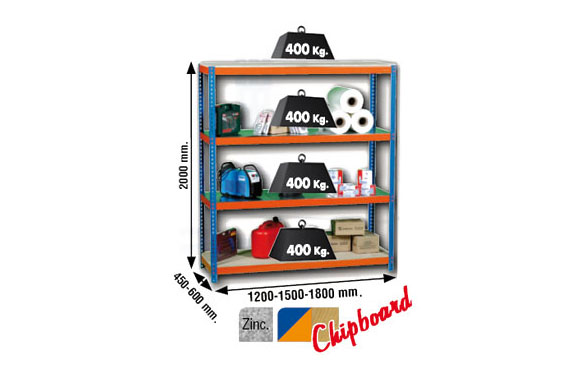 ESTANTERIA METAL 4 ESTANTE200X150X60CM-A