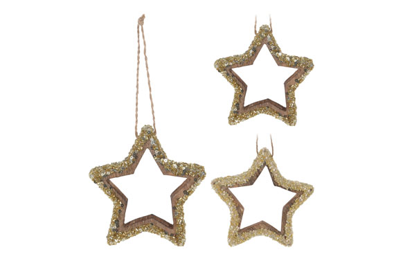 ESTRELLA MADERA PARA COLGA11 CM SURTIDAS