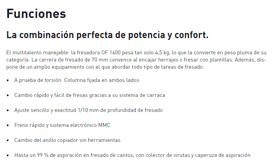 FRESADORA OF 1400 EQB-PLUS SET 576207 5