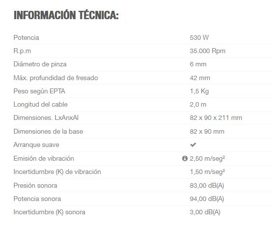 FRESADORA CANTOS 6MM 530W SAR MT M3702B 3