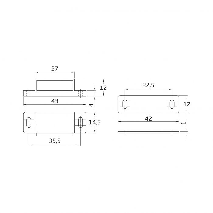 CIERRE MAGNETICO MODELO 5 43X15 MM MARRO 2