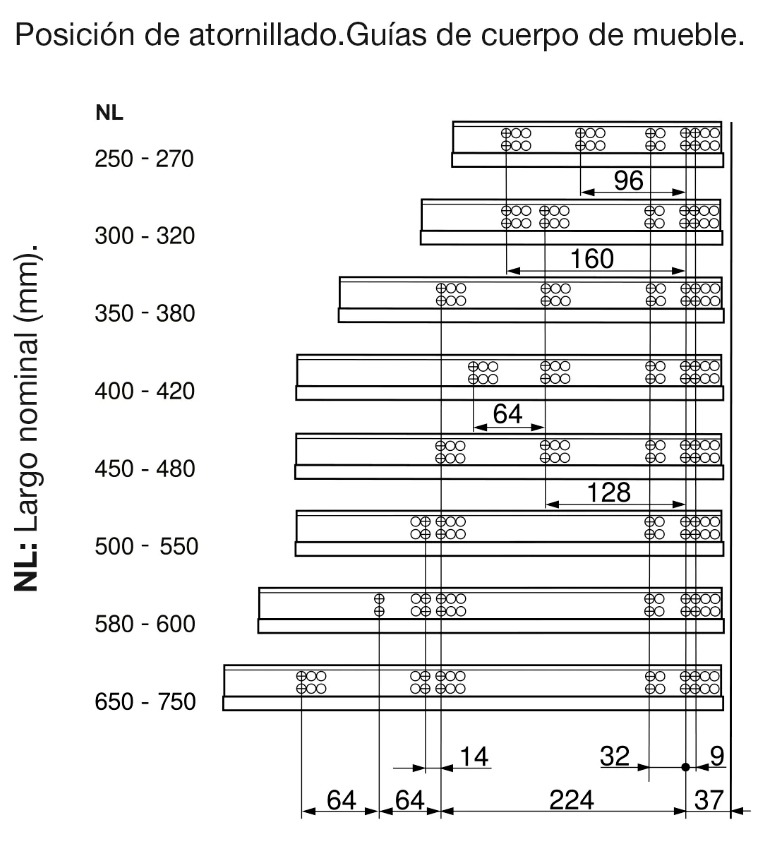 GUIA P/CAJONES 560H TANDEM (B) 500MM 3