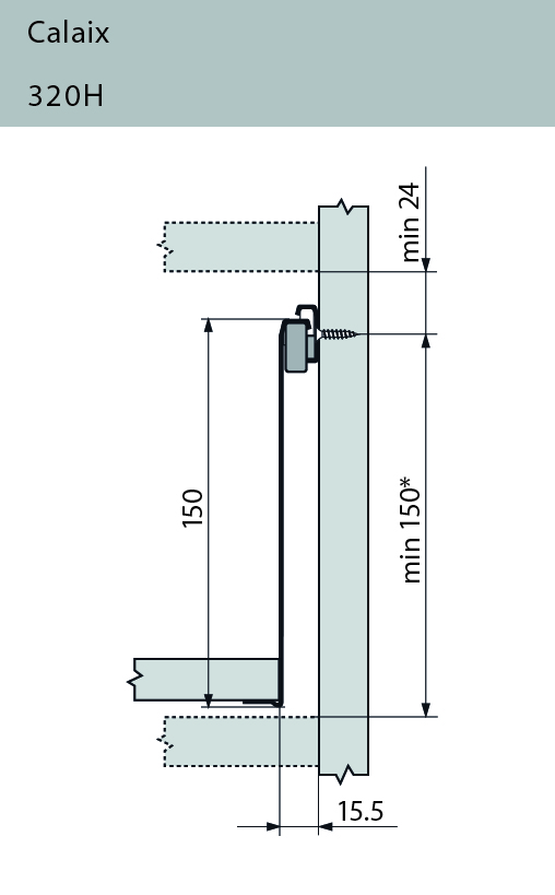 GUIA P/CAJONES 320H BLUM(150)  350MM 2