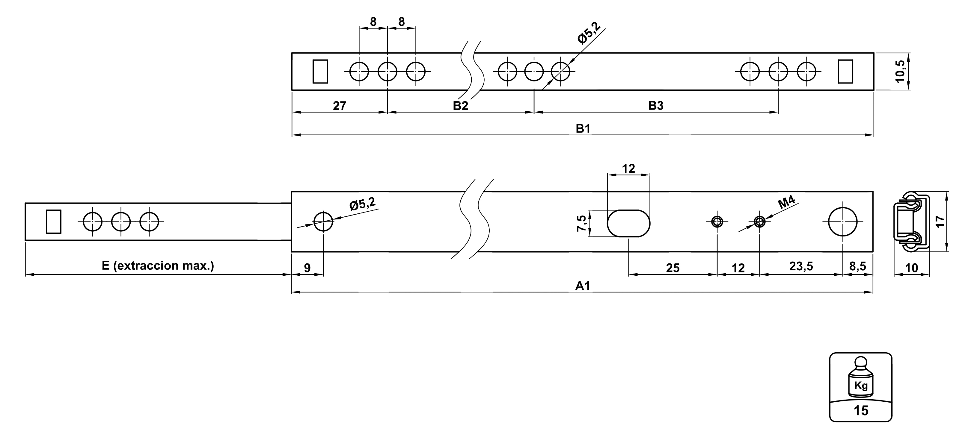 GUIA P/CAJONES (JGO.) 25-246 X 17 ZN 2