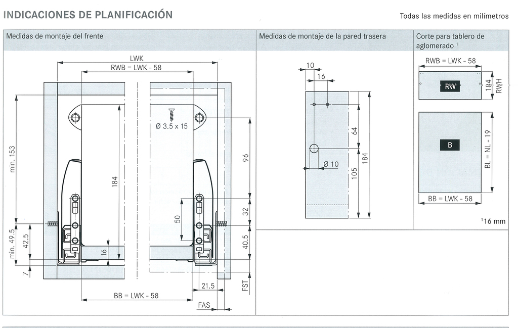 GUIA GRASS BARRA RECTANGULAR 500 MM GRIS 2