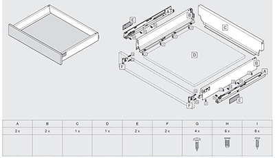 GUIA CAJON T-PACK ANTARO 30K GRIS 500MM 2