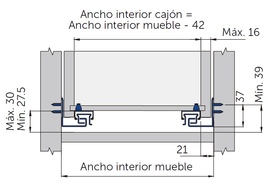 GUIA CAJON OCULTA 450MM FRENO RA1645 2